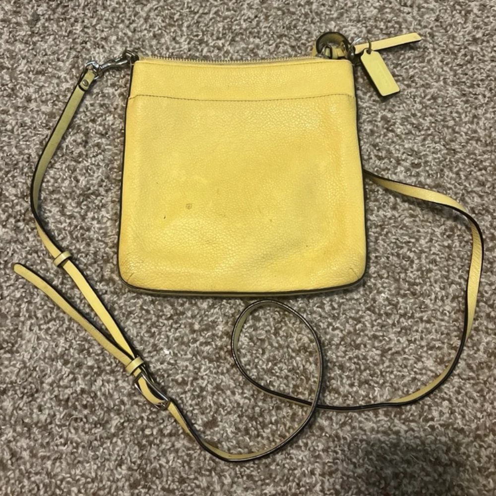 Yellow Leather Crossbody Coach Bag